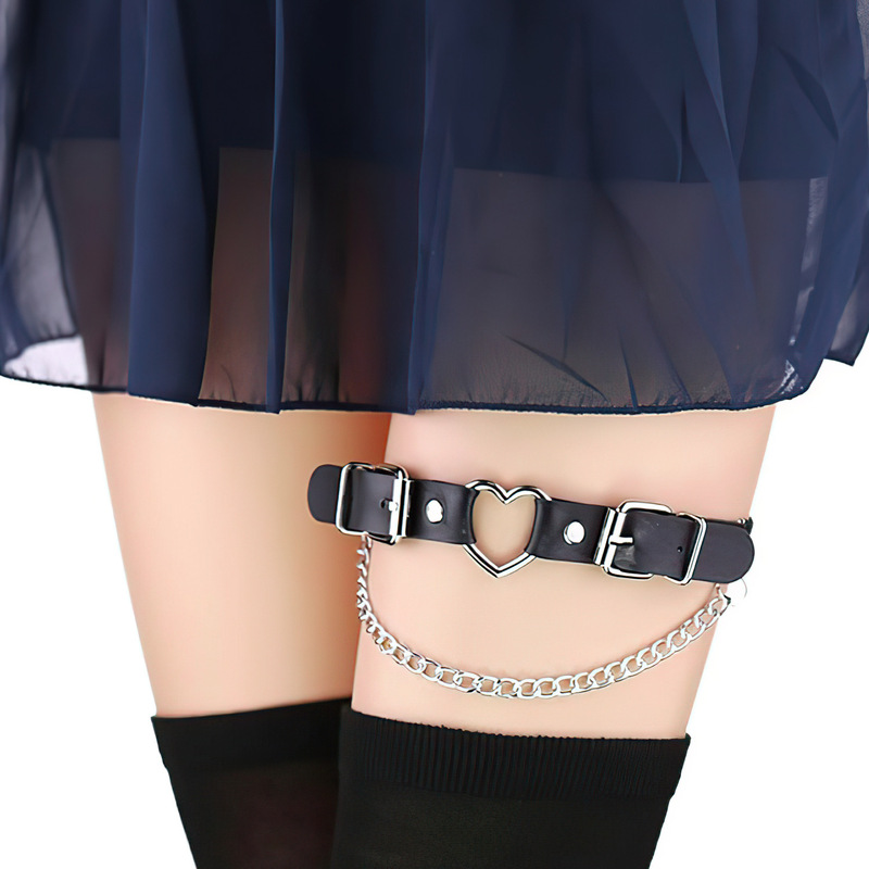 Amazon's Popular Heart Chain Garter Thigh Ring Punk Sexy Leg Chain Jk Leg Strap Ring Factory Direct Sale