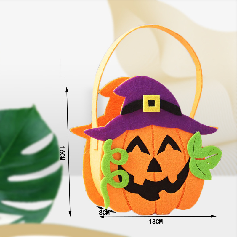 卸売りハロウィーンキャンディー袋子供パーティー立体手提げカボチャ袋鬼節装飾道具フェルト手提げ袋|undefined