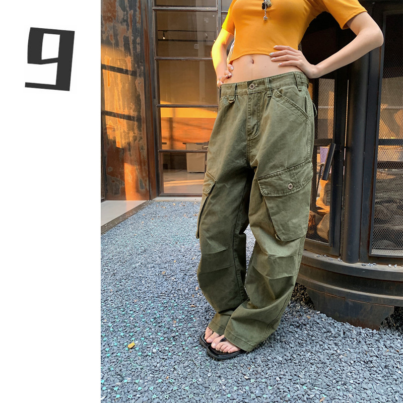 [9Hour] Pleated Design Workwear Jeans for Women 2026 Spring/Summer Street Style Straight-Leg Pants for Women Cx8362