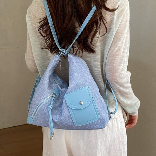 2026 New Cross-Border Super Cool Casual Denim Double-Shoulder Crossbody Handbag Multifunctional Large-Capacity Commuting Tote Bag for Women