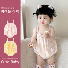 夏季宝宝纯棉衣服可爱公仔新生儿包屁衣婴儿连体爬服哈衣5281