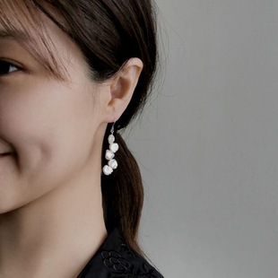 (Super beautiful new unique string of special-shaped pearls natural baroque strong light plating 14k real gold Fairy earrings