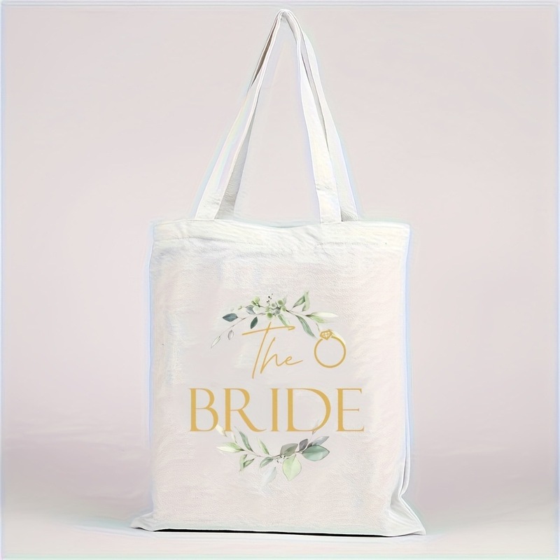 跨境新品 The Bride 白色帆布袋，新娘手提袋，创意婚礼装饰用品|undefined