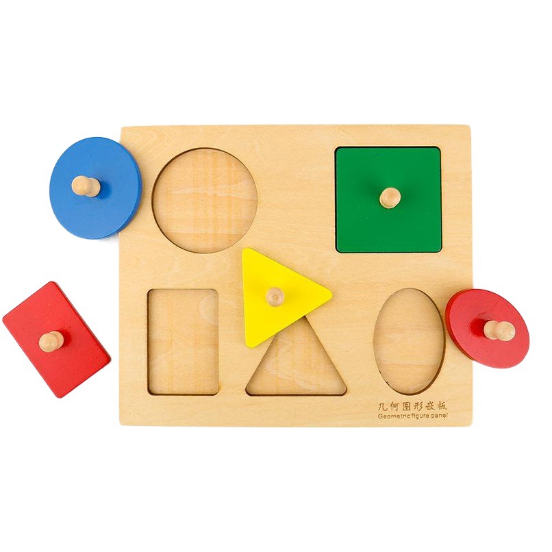 Montessori Infantil Educación Temprana enseñanza rompecabezas Montessori figura geométrica panel forma de madera empuñadura tablero juguete