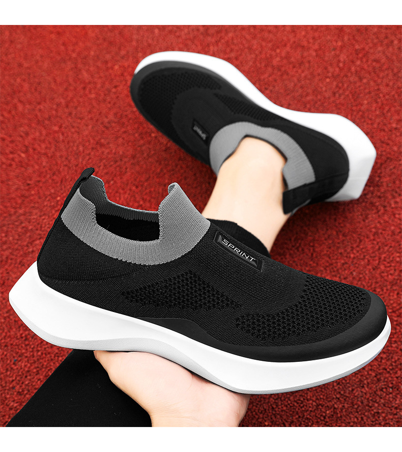 Men's Slip-On Walking Shoes Lightweight Breathable Knit Loafers Comfortable Casual Work Shoes For Men_vogvips.com