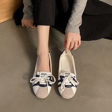 银色芭蕾休闲鞋女浅口平底软底单鞋2025新款夏季百搭一脚蹬蛋卷鞋