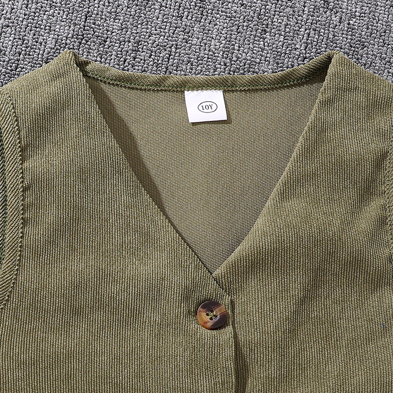 Gestricktes Weste- Und Cardigan-set Mit Hose Für Mädchen Im Herbst_voghion.com