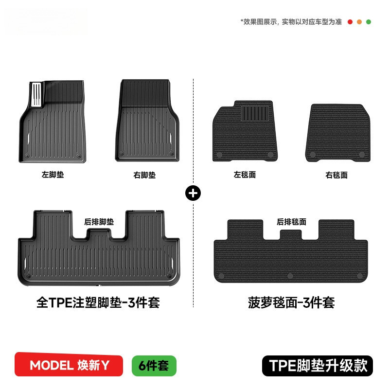 TPE, Car Accessories – Tesla Universal Foot Pad - model-y-6-piece-set-tpe-injection-molded-floor-mats-pineapple-quick-dry-carpet