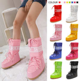 跨境爆款冬季滑雪太空靴时尚圆头防滑雪地靴女加绒加厚高筒雪地靴