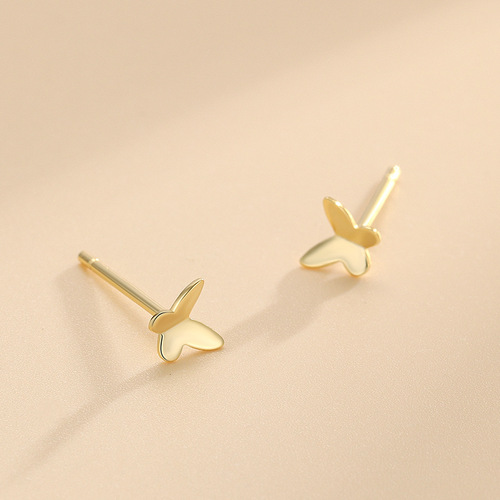 S925 sterling silver summer new style forest butterfly simple high-end sense piercing-free niche exquisite versatile earrings