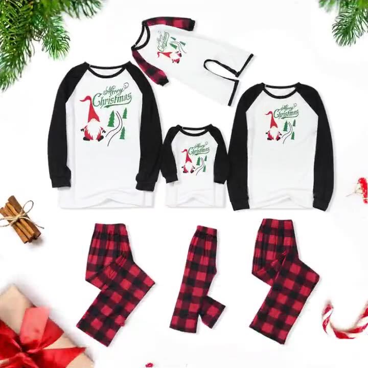 European and American Amazon Christmas Home Clothes Parent-Child Pajamas Christmas Tree Letter Print Home Matching Christmas Pajamas