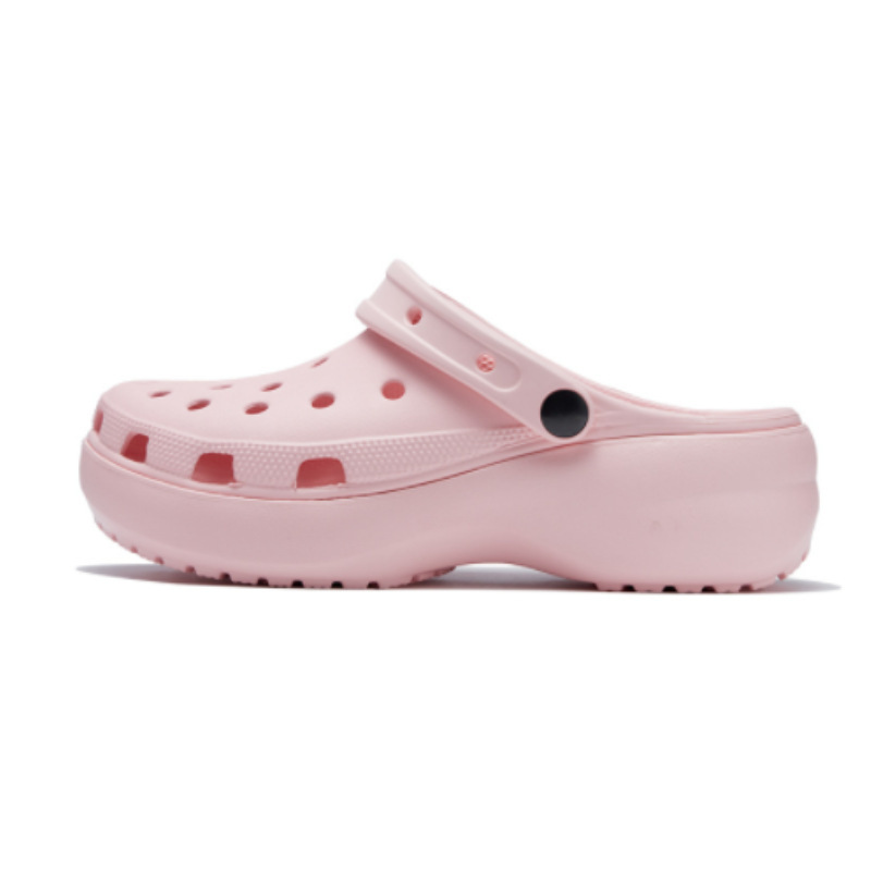 Cross Cloud Hole Zapatos para mujeres nuevos talón medio grueso para aumentar la altura de la estrella de la playa (fábrica de una cosa)