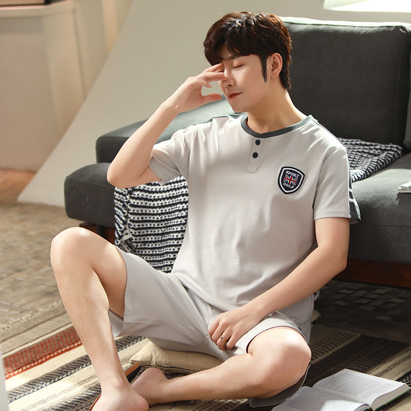 Pijamas de los hombres de verano de algodón de manga corta casual de verano pijamas de los hombres delgados más el tamaño de verano traje de desgaste para el hogar se puede usar fuera