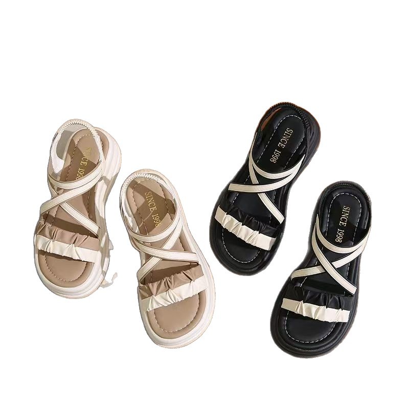 2026 verano coreano nuevo fondo suave sandallas de playa de fondo grueso antideslizante francés red roja dos zapatillas de playa para mujeres