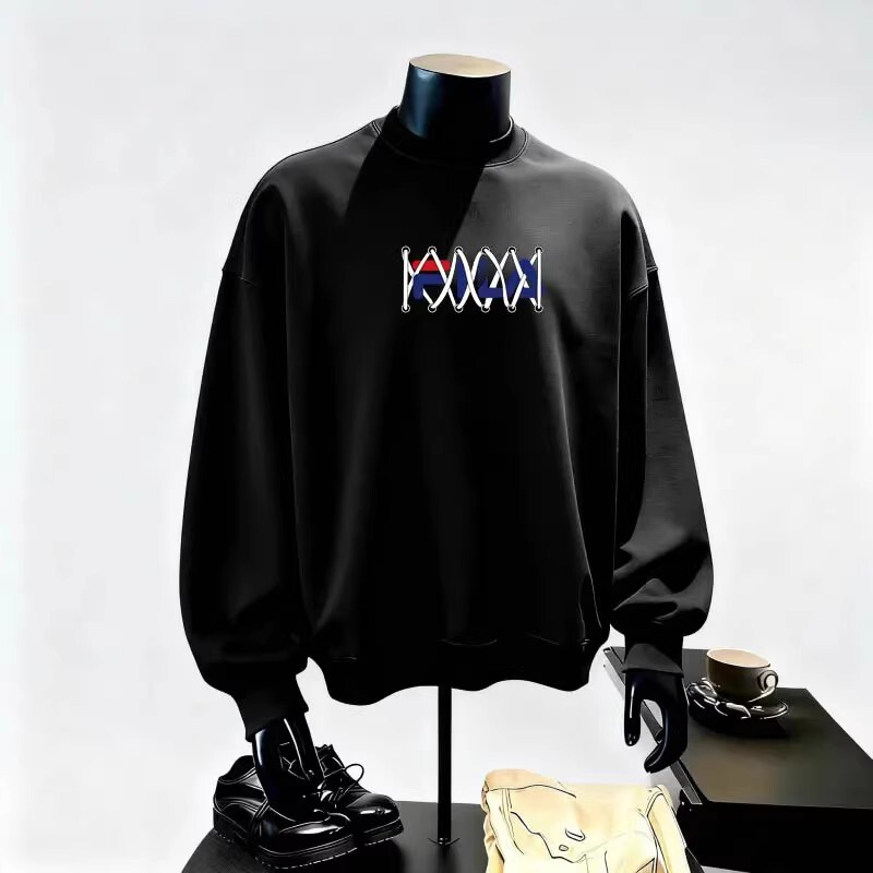 Cross-Border Export ~ Label Removal Foreign Trade Simple Letter Print Autumn and Winter Sweatshirt Men's and Women's Long-Sleeved Tops with Letters