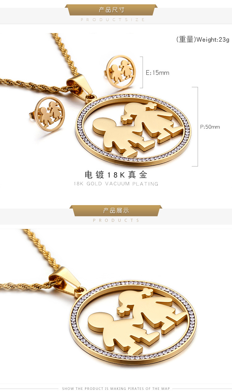 European and American Titanium Ornament Fashion Personality round with Diamond for Boys and Girls Or