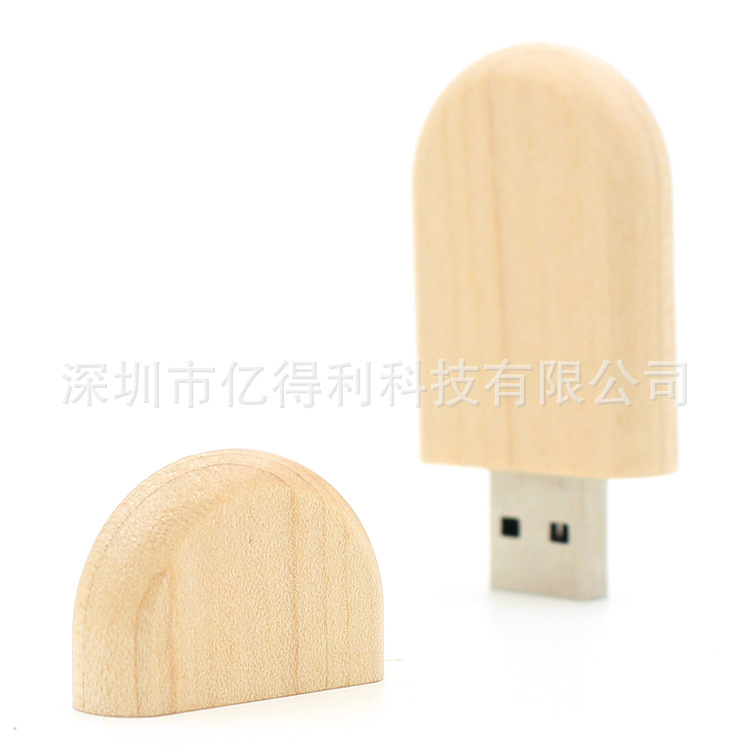Oval wooden creative gift USB flash driv...