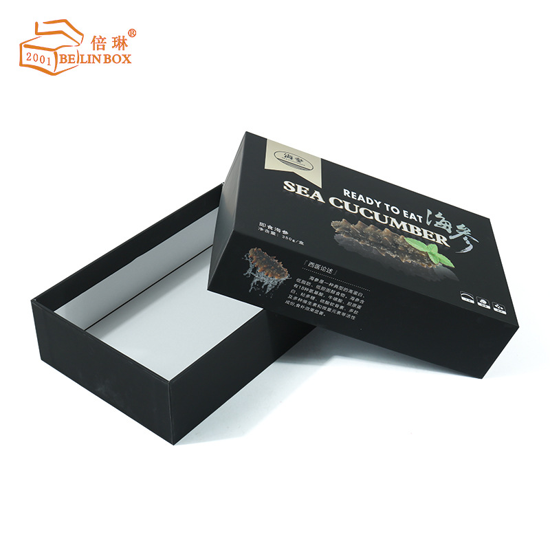 Caja de papel personalizada con tapa y base para pepino de mar, caja de regalo para mariscos frescos, impresión UV, caja de embalaje para productos secos de Año Nuevo hecha a medida. image 3