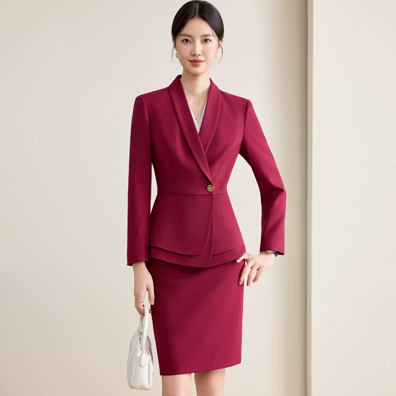 Demi-season fashionable long-sleeve, high-end fitted classic suit, brace for work