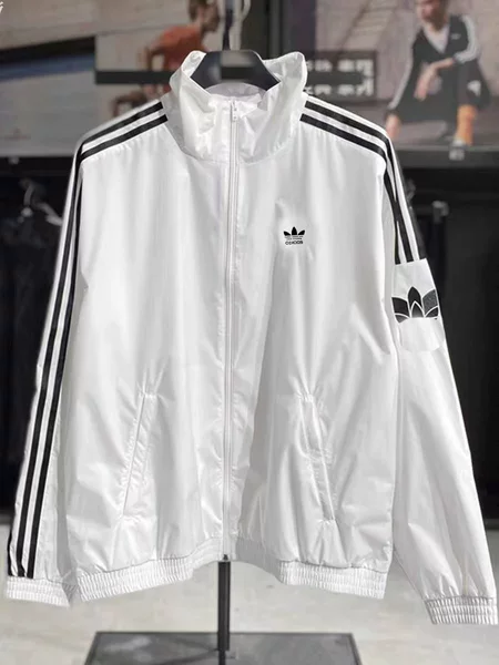 Clover Embroidered Trench Coat Unisex Summer Thin Jacket Stand Collar Loose Cardigan Clothing with Three Stripes