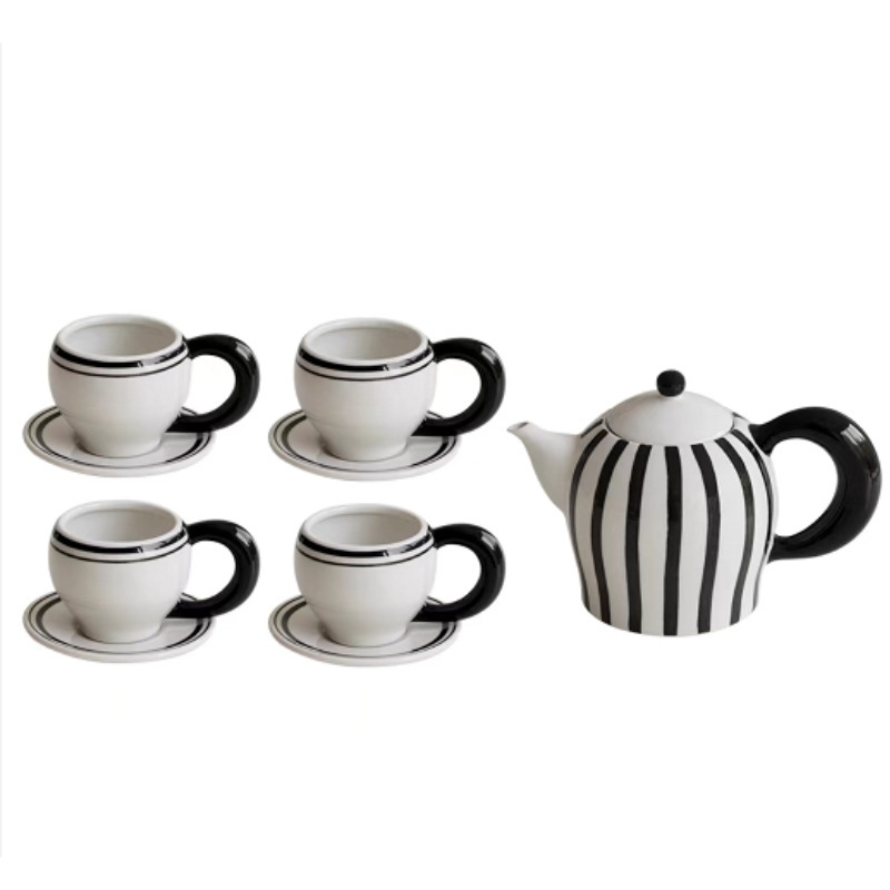 Juego de té de flores antiguas creativas, estilo retro, juego de hervidor de agua fría para el hogar, té de la tarde, juego de tazas y platillos de café para parejas