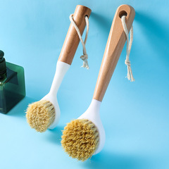 Kitchen Long Handle Cleaning Brush Household Dishwashing Brush Pot Magic Tool with Handle Sink Stove Descaling Zelkova Wood Pot Brush Brush 