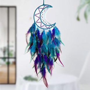 [Dream Hotaru] Moon Indian Dream Catcher Hanging Ornament diy Hand-woven Wind Chimes Feather Decorations Small Pendant