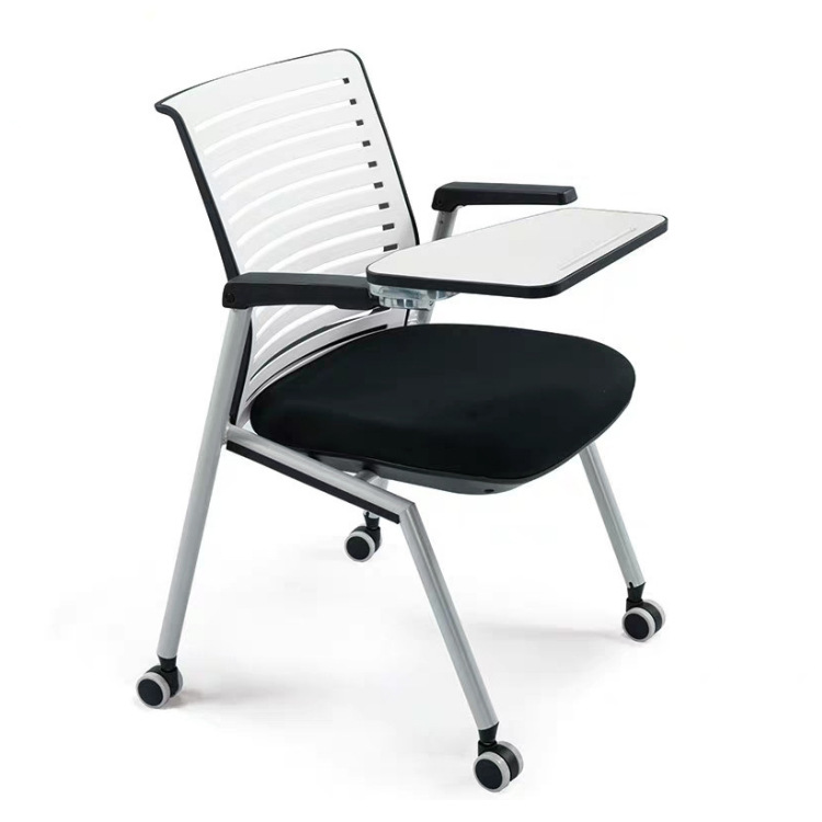 简约时尚带写字板移动培训椅公司会议电脑椅工作椅|ms