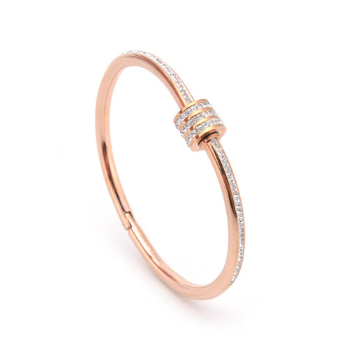 Cross-border Mud Drill Bracelet 18K Gold-Plated Full Diamond Titanium Steel Bracelet Fashion Small Waist Stainless Steel Bracelet