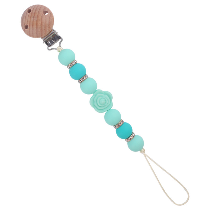 Nuevo bebé de dibujos animados de doble cara Rosa mordedor creativo DIY flash cuentas de ladrillo silicona mordedura pezón cadena anti-caída