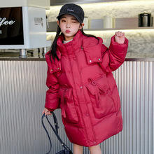 巴拉巴拉2024女童羽绒服儿童中长款新款洋气女中大童童装安特踏步