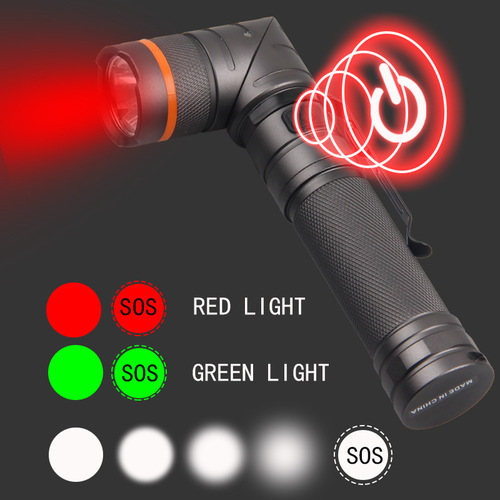 Cross-border XPG red, white and green light USB charging power display magnet car 90 degree elbow pen buckle flashlight