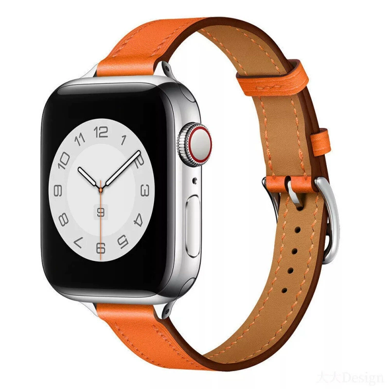 Заводская оптовая поставка совместима с Apple Watch Series 10/9/8/7/6/5, кожаный браслет с узким поясом