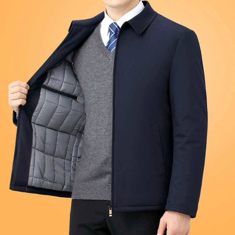 Новая мужская куртка плюс хлопок для пожилых мужчин тепло хлопчатобумажная одежда зимний папа представительская куртка свободная хлопчатобумажная одежда