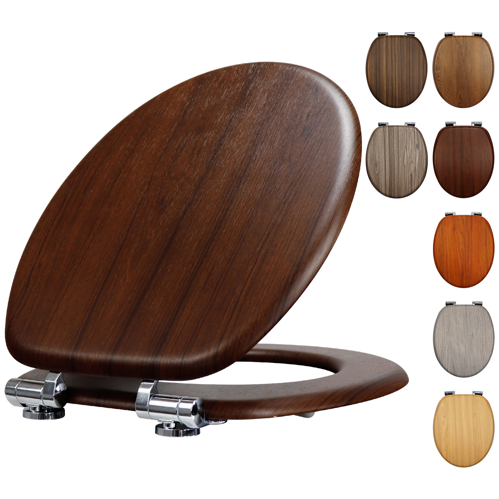 工厂直销密度板木质MDF马桶盖pvc贴皮木纹图案带缓降