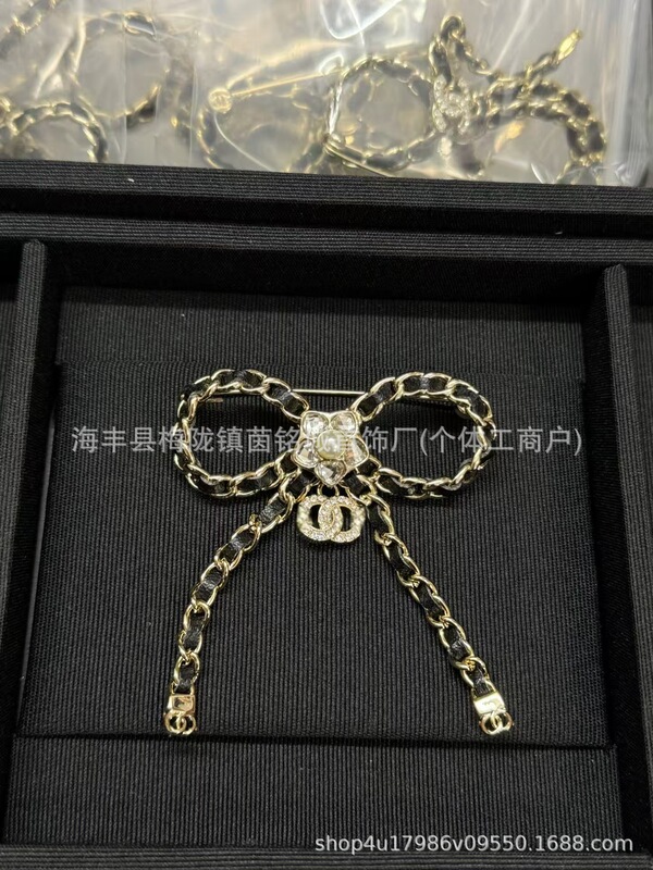 25新款欧美小香风粉色蝴蝶结花朵气质女士饰品时尚百搭潮流胸针|undefined