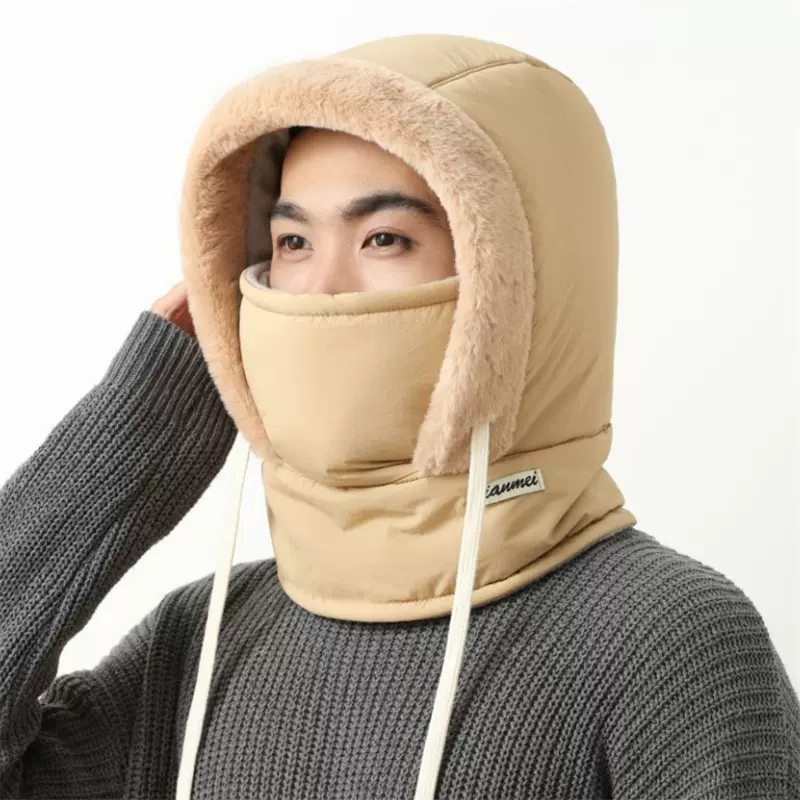 加绒加厚风雪帽围脖面罩一体抗寒防风滑雪雷锋帽女士冬骑行保暖男