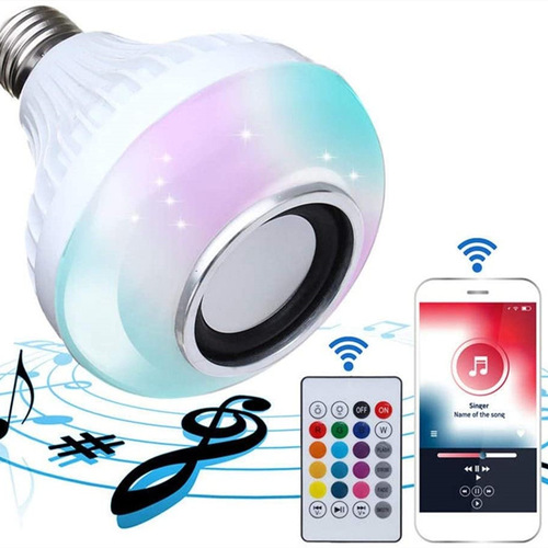 Cross-border hot-selling mobile phone smart wireless remote control Bluetooth music colorful LED bulb E27/B22 head e-commerce product