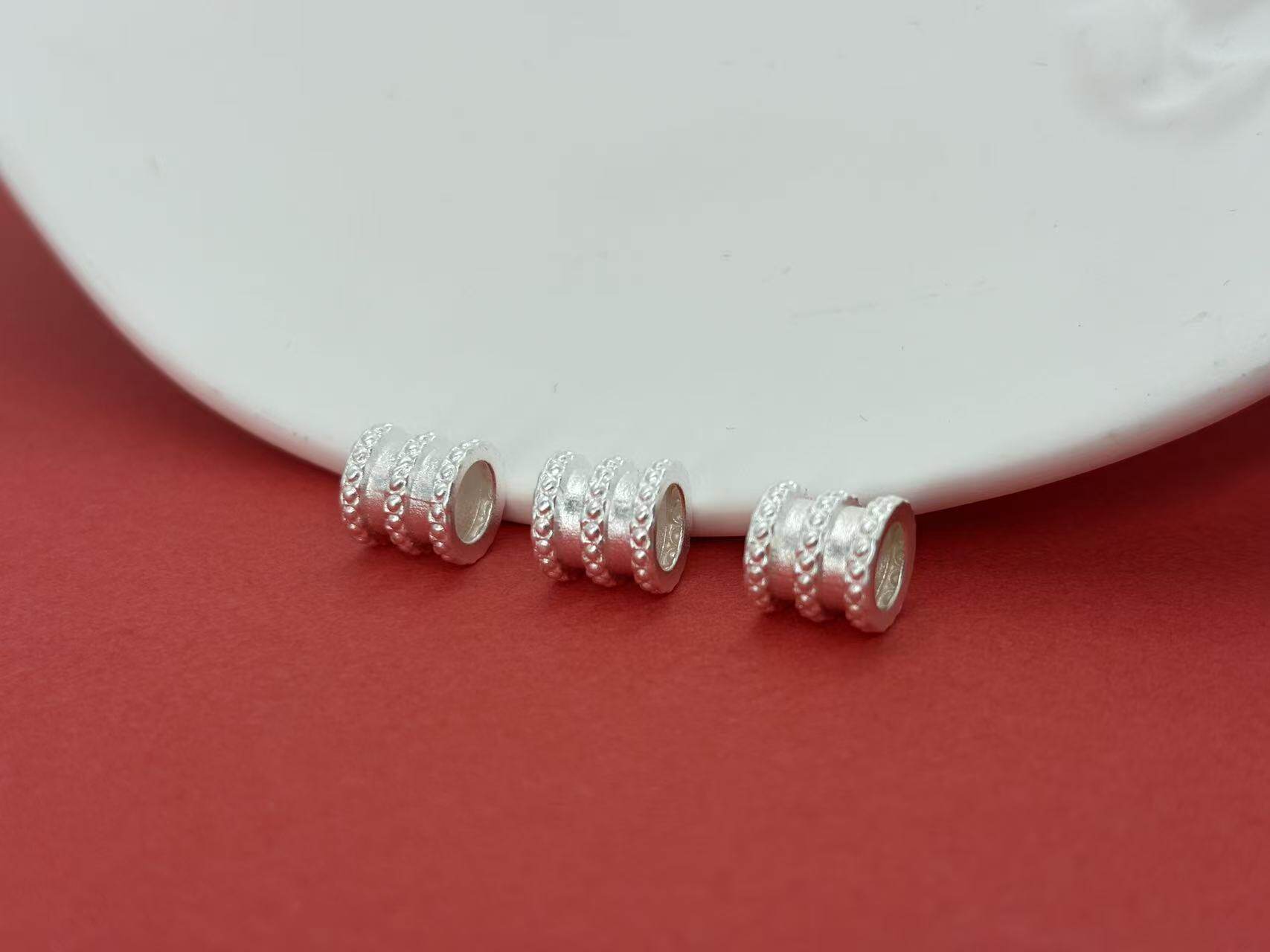 999 Pure Silver Small Waist-Shaped Fortune Beads, Pure Silver 3D Craftsmanship Loose Beads, Spacer Beads, DIY Silver Jewelry Accessories, Braided Rope Bracelet, Hand String Bracelet