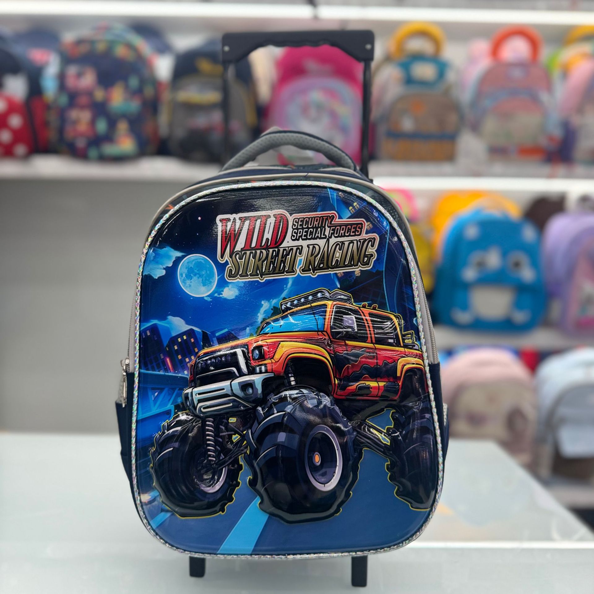 Mochila Escolar con Ruedas Infantil 3D 14 Pulgadas de Nailon Impermeable y Ligera para Escuela