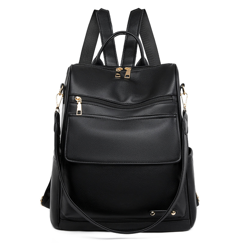 Mochila de color en contraste para mujer 2024 nueva mochila de viaje de gran capacidad de moda de cuero suave mochila multifuncional al por mayor