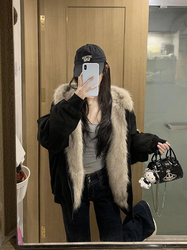 [Cross-Border Foreign Trade Exclusive, Millions in Stock] Zuo Shan Diao Cat Ear Jacket for Men and Women, Thickened for Autumn and Winter, Couple's Style