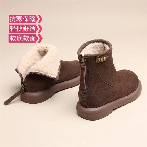 Hot snow boots for women in winter, new all-matching thick sole, soft sole and fluffy thick cotton shoes, plush short boots wholesale