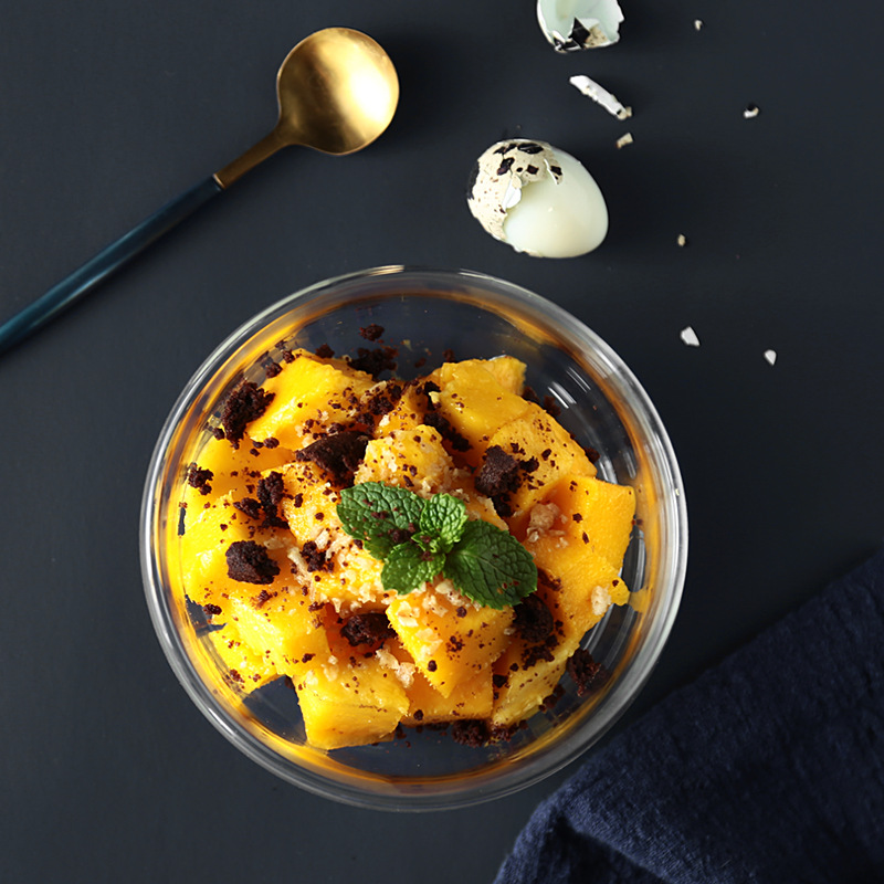 Tazón de vidrio de borosilicato de doble capa, tazón de ensalada de vidrio transparente, tazón de vidrio aislante grueso, tazón para yogur y postres