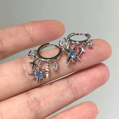 冷たい風の青い八芒星のペンダントのイヤリングのイヤリングのシンプルな甘いクールな個性の小さい大衆のファッションのイヤリングのイヤリングのイヤリング