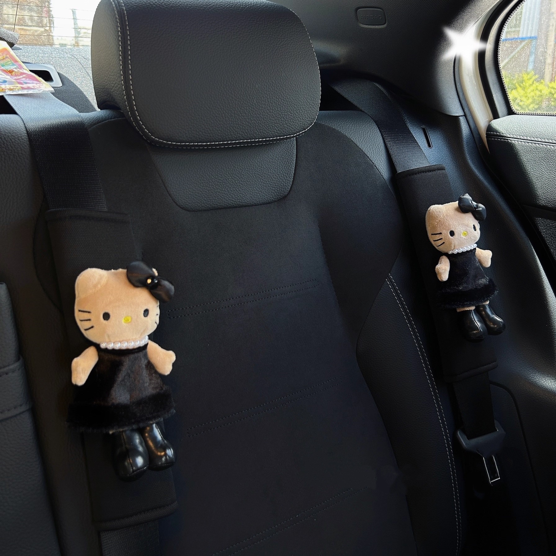 Cartoon Cute Long-Legged Kitty Daughter Lady Car Seat Belt Shoulder Cover Ins Windmill Interior Accessories for Car