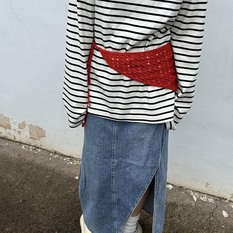 Turbante hueca de punto, diadema pastoral femenina de verano, nueva cortina de pedo simple de color sólido, cubierta de cintura, bufanda triangular, cintura