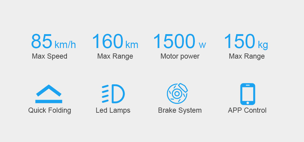 Kugoo Lx11 + 160Km Long Distance Portable Commuter Scooter 1500W Powerful Motor 85 0m