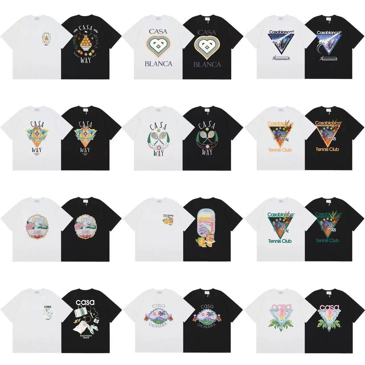 Касабланка casa весна и лето Коллекция Волшебные ворота Звездные буквы с логотипом футболка с короткими рукавами повседневная пара одежда
