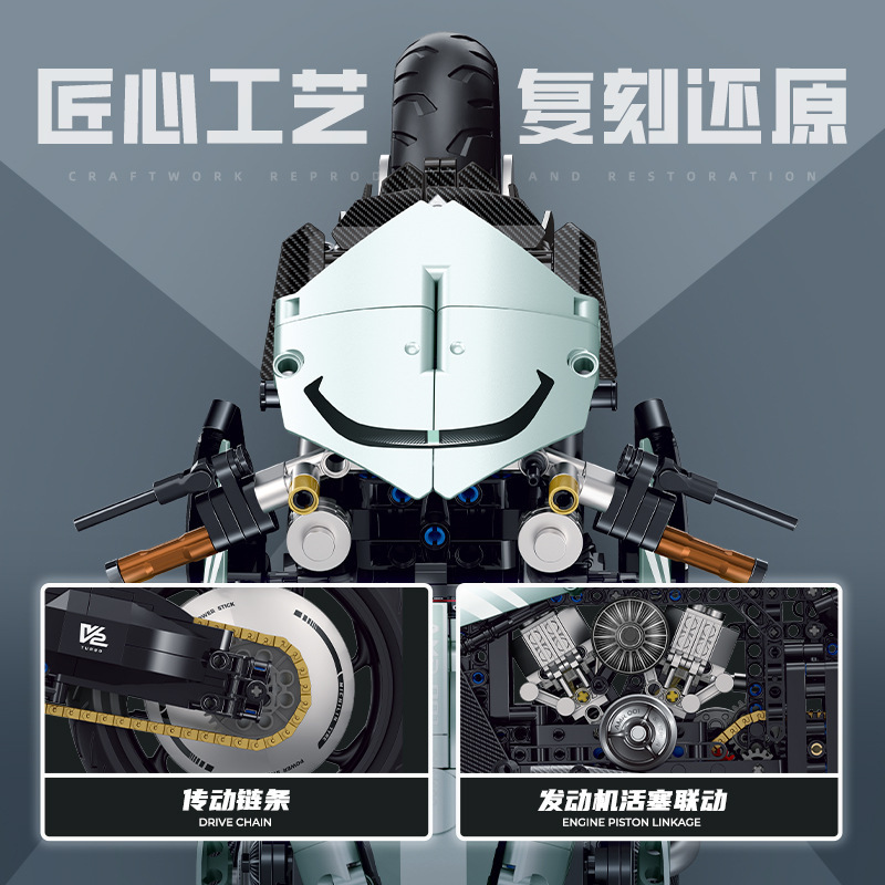 Gu Li 60505 Galvanoplastia 1:5 Locomotora difícil modelo de motocicleta bloque de construcción de juguete para niños